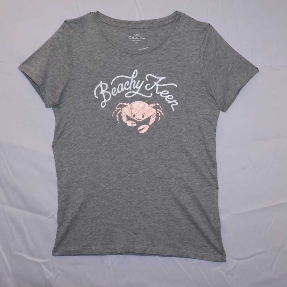 J Crew Collector Tee Size S Gray 100% Cotton Crab Graphic Short Sleeves NWT